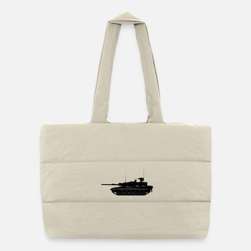 Char militaire MBT noir Sac shopping matelassé