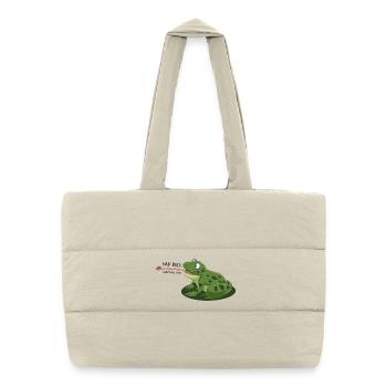 Hab dich - ganz doll lieb – Frosch Cartoon - Puffer-Einkaufstasche - Naturweiß - Vorne