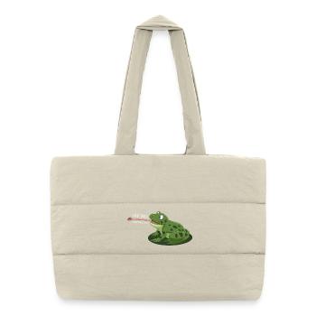 Hab dich -   ganz doll lieb – Frosch Cartoon - Puffer-Einkaufstasche - Naturweiß - Vorne