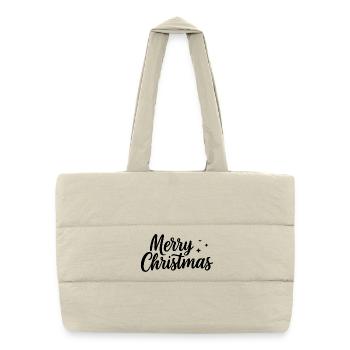 Merry-Christmas Schriftzug mit kleinen Sternen - Puffer-Einkaufstasche - Naturweiß - Vorne