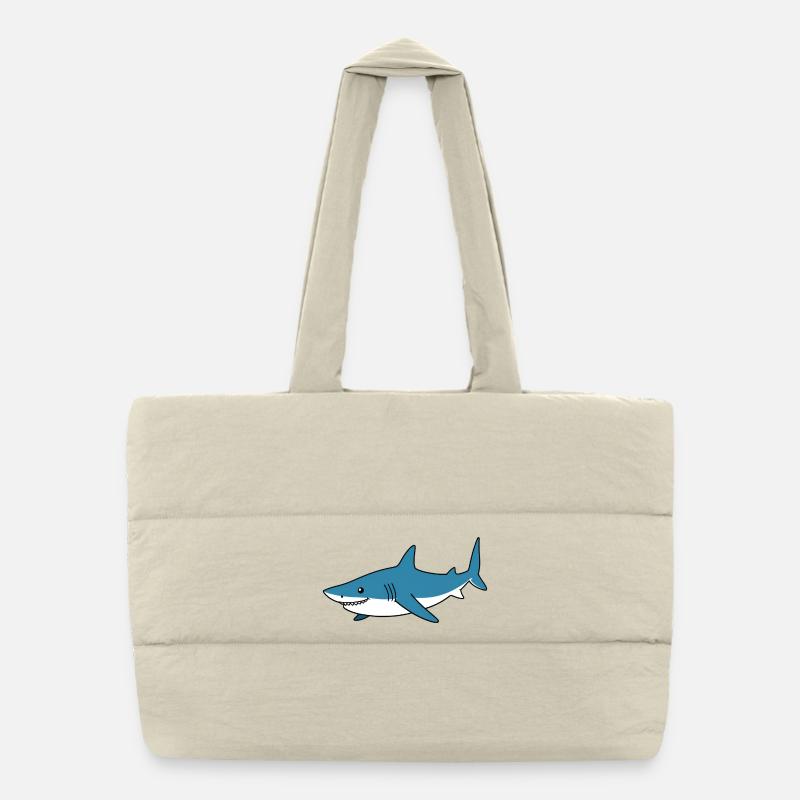 Requin Cartoon Bleu – Ami côtier Sac shopping matelassé