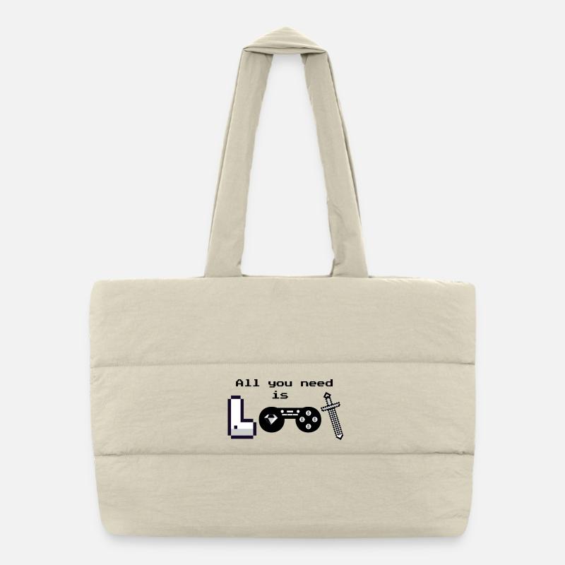 Pixel Logo Gaming « Tout ce dont vous avez besoin, c’est du butin » Sac shopping matelassé