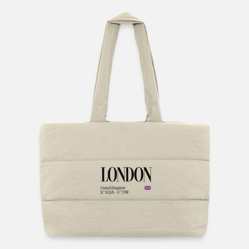London Sleek Postcard Puffer-Einkaufstasche