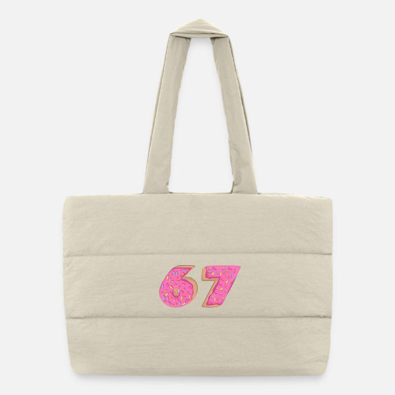 67 - Sixty Seven Number 67 Donut I-ce Cream Meme - Puffer-Einkaufstasche - Naturweiß