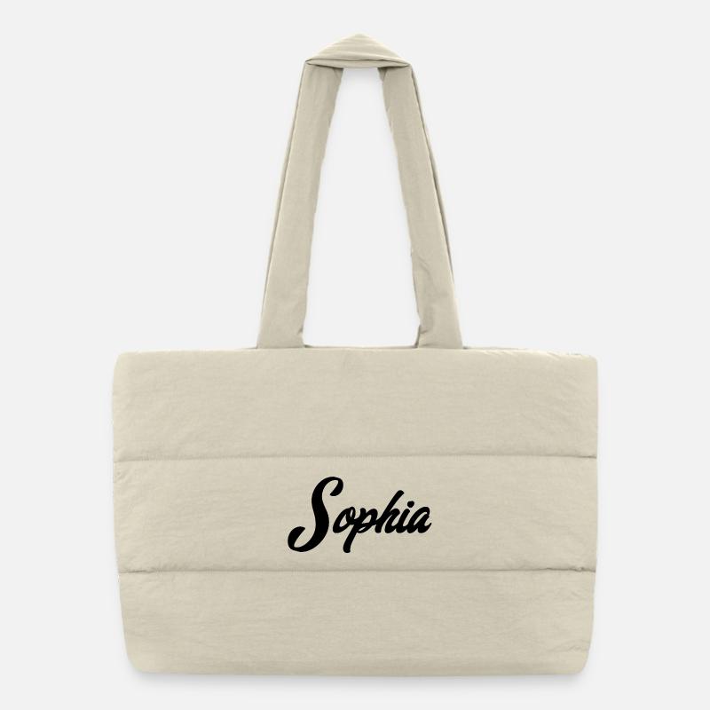 Name Sophia Abstract Geometric Line Art Puffer Shopping Bag