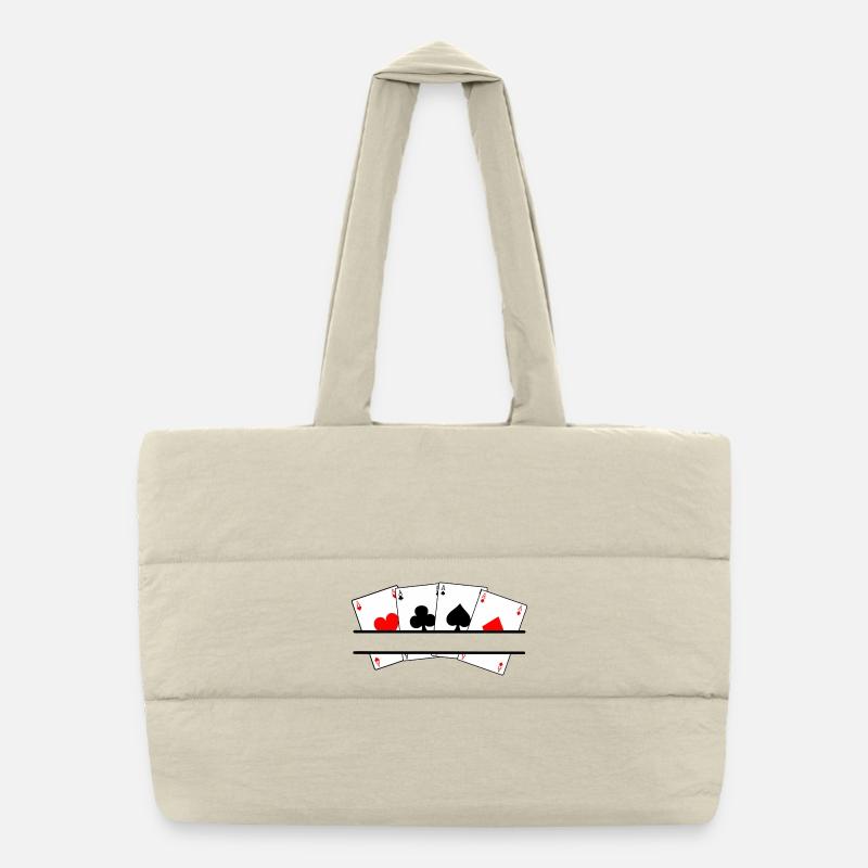 Bannière de texte à quatre as - Sac shopping matelassé - blanc naturel