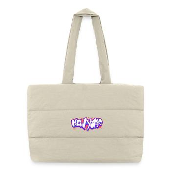 New York Horizontal Graffiti 1 - Puffer Shopping Bag - natural - Front