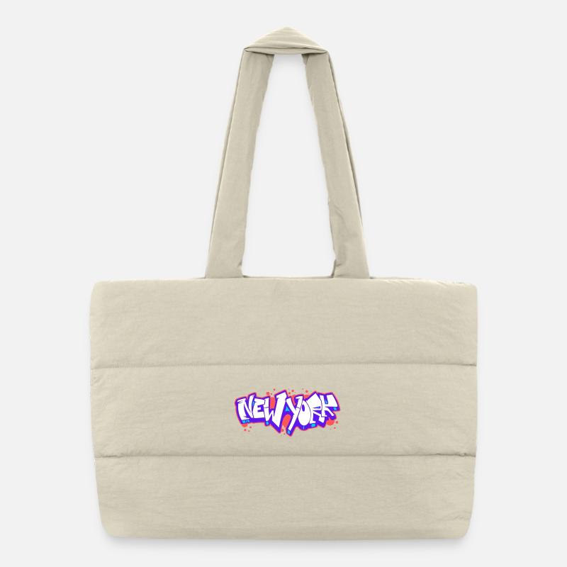Graffiti horizontal de New York 1 - Sac shopping matelassé - blanc naturel