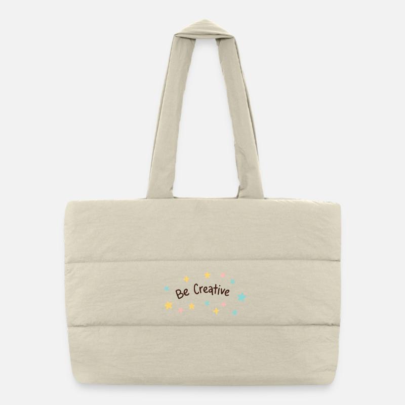 Be Creative: Pastel Stars and Hairline Lettering Puffer Shopping Bag