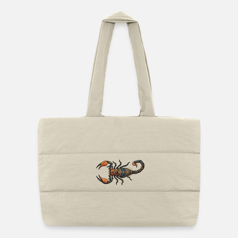 Tribal Scorpion Geometric Pattern Motif Puffer Shopping Bag