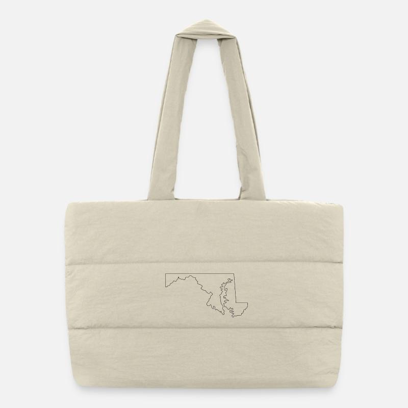 Maryland outline map Puffer Shopping Bag