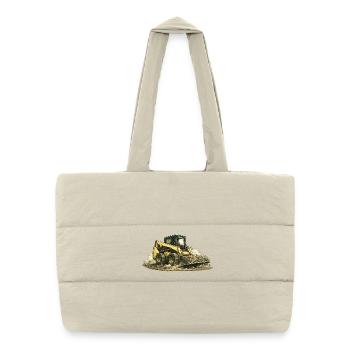 Machine de chantier vintage à chargeuse compacte - Sac shopping matelassé - blanc naturel - Devant