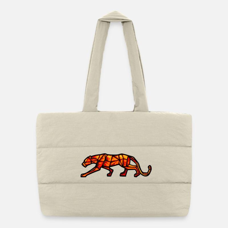 panther fire geometric design Puffer Shopping Bag