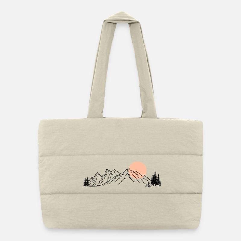 Sunset Ride Line Art sur noir Sac shopping matelassé