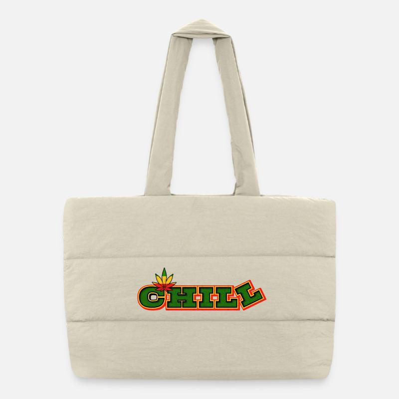 Psychedelic Chill Cannabis Word Art Puffer Shopping Bag