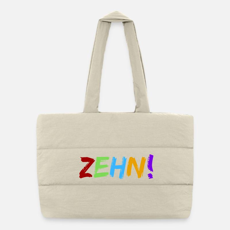 Zehn! - Puffer-Einkaufstasche - Naturweiß