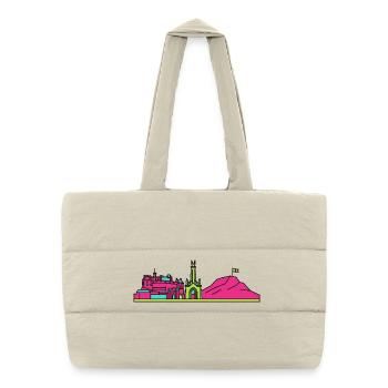 Silhouette du château de la ligne urbaine d’Édimbourg Art moderne en ligne - Sac shopping matelassé - blanc naturel - Devant