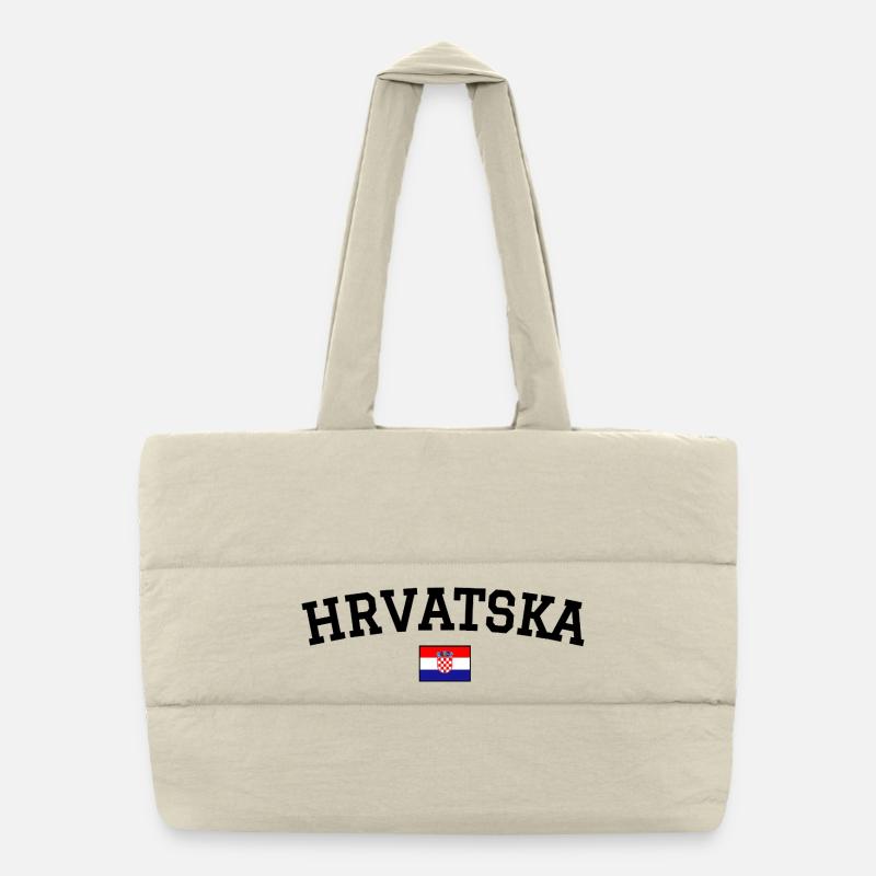Kroatien Flagge Design Schwarz Puffer-Einkaufstasche