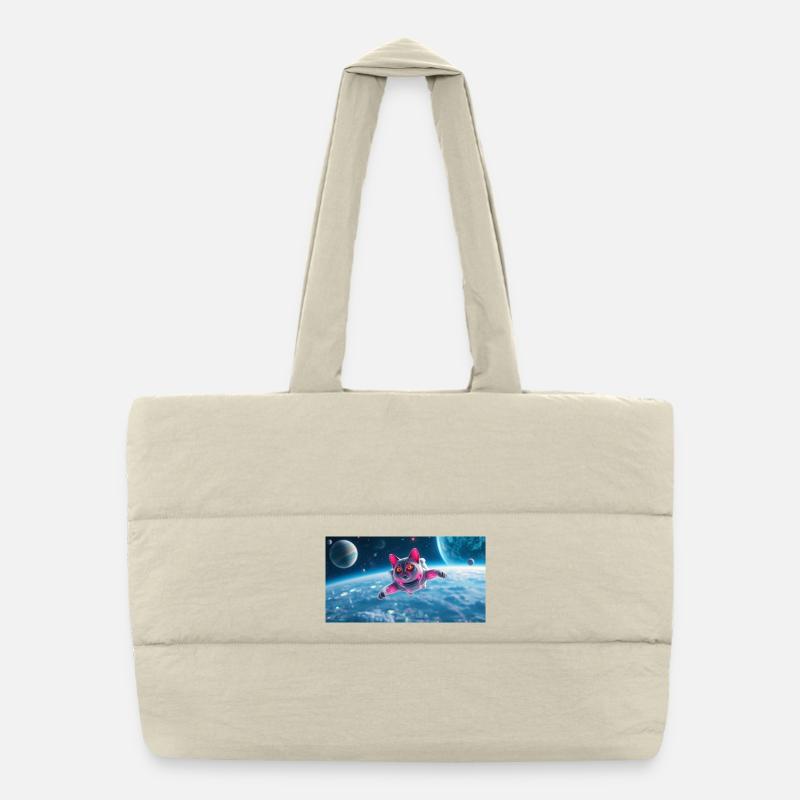 Katze Astronaut Puffer-Einkaufstasche