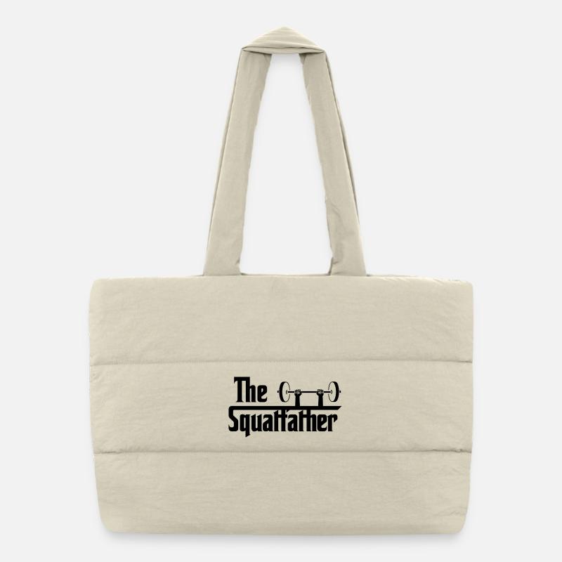 Le Squatfather noir - Sac shopping matelassé - blanc naturel