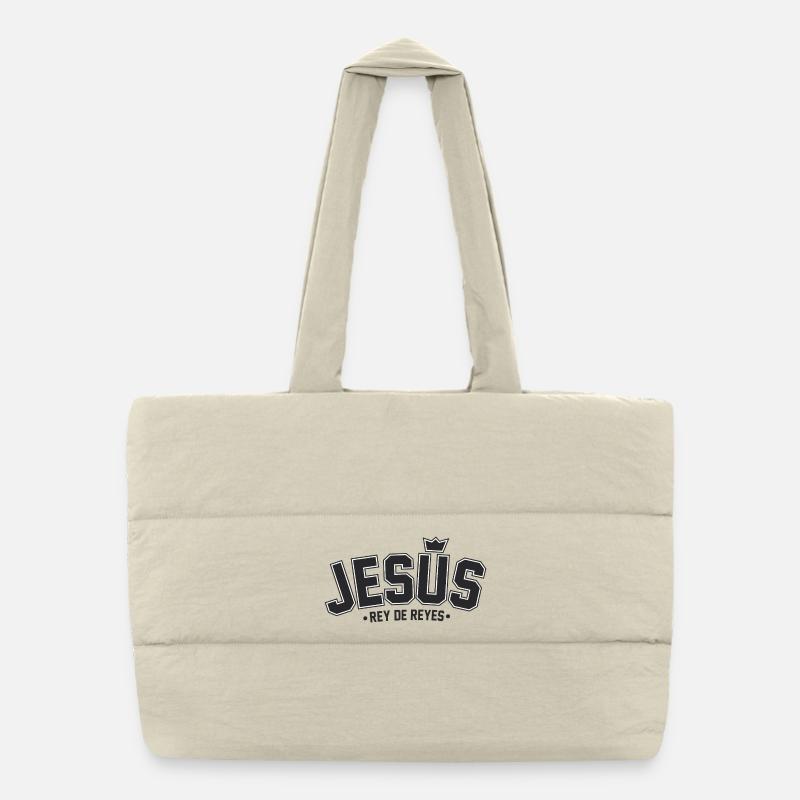 Jesus mit einer Krone der Könige Puffer-Einkaufstasche