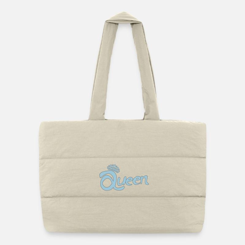 Queen in Blue with Crown Puffer Shopping Bag