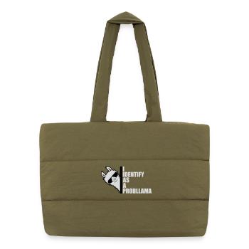 Je m’identifie comme un probllama Cool Lama Problem Spruch - Sac shopping matelassé - safari green - Devant