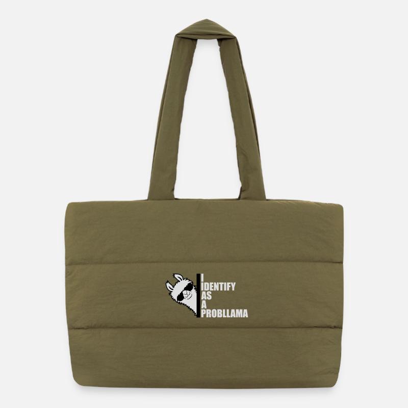 Je m’identifie comme un probllama Cool Lama Problem Spruch Sac shopping matelassé