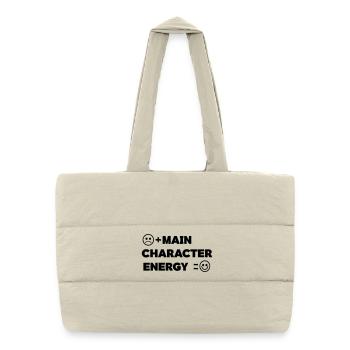 Main_Character_Energy_Positive_ _smile - Puffer Shopping Bag - natural - Front