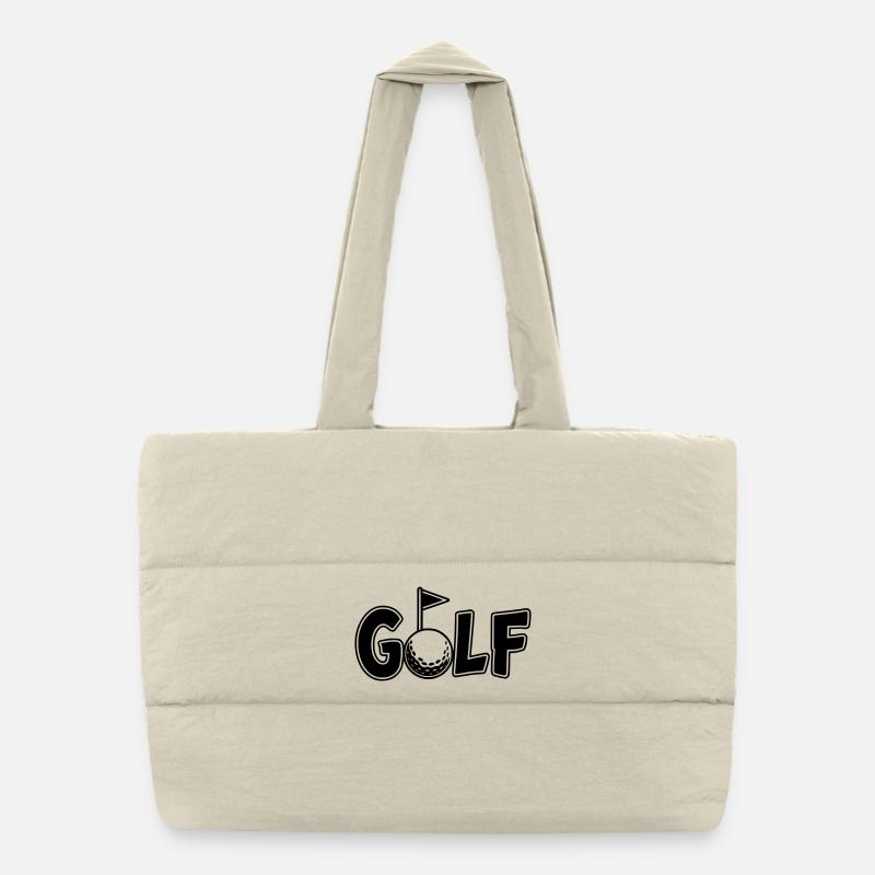 Golf lettering with golf ball and golf flag Puffer Shopping Bag