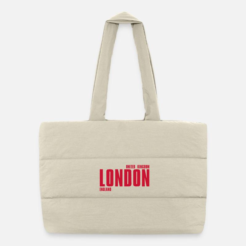 Londres en lettres rouges – Typographie Sac shopping matelassé