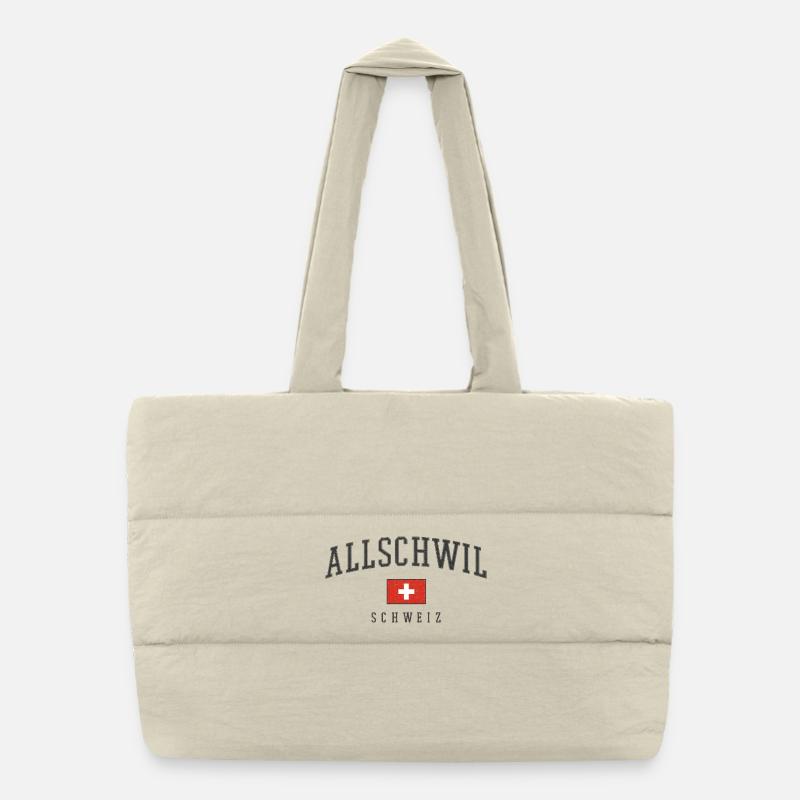 Allschwil Logo Schweizer Flagge Puffer-Einkaufstasche