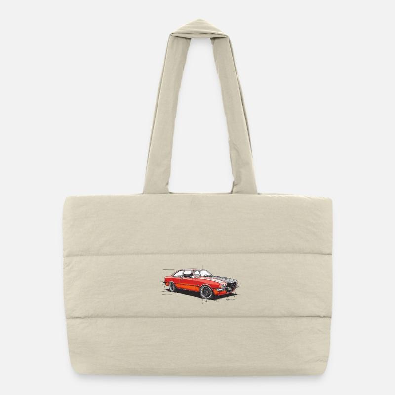 Roter Oldtimer-Coupéwagen Puffer-Einkaufstasche