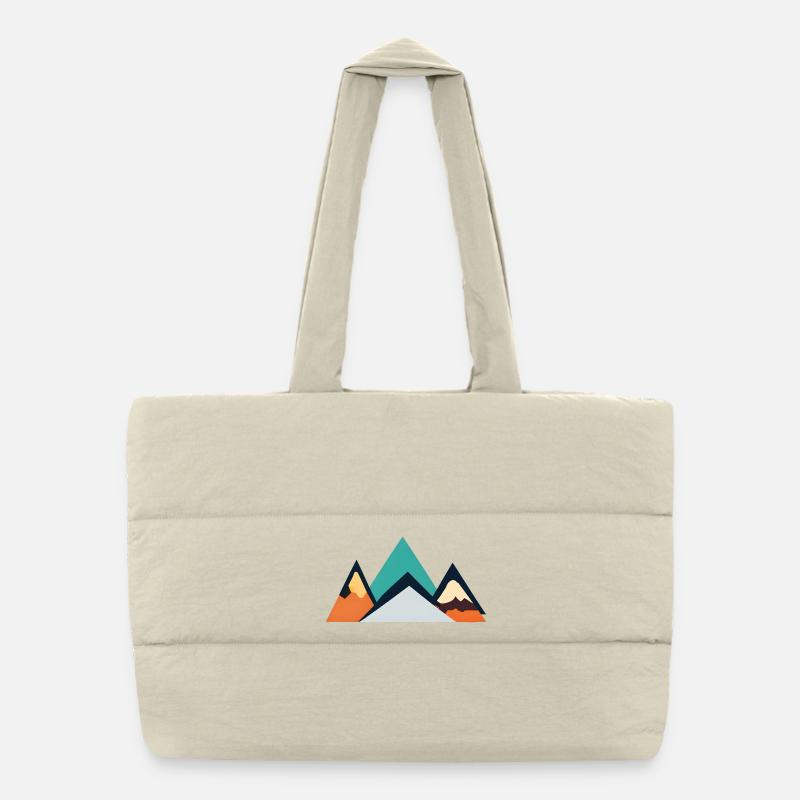 Minimalistisches Berg-Emblem | Mountains - Puffer-Einkaufstasche - Naturweiß