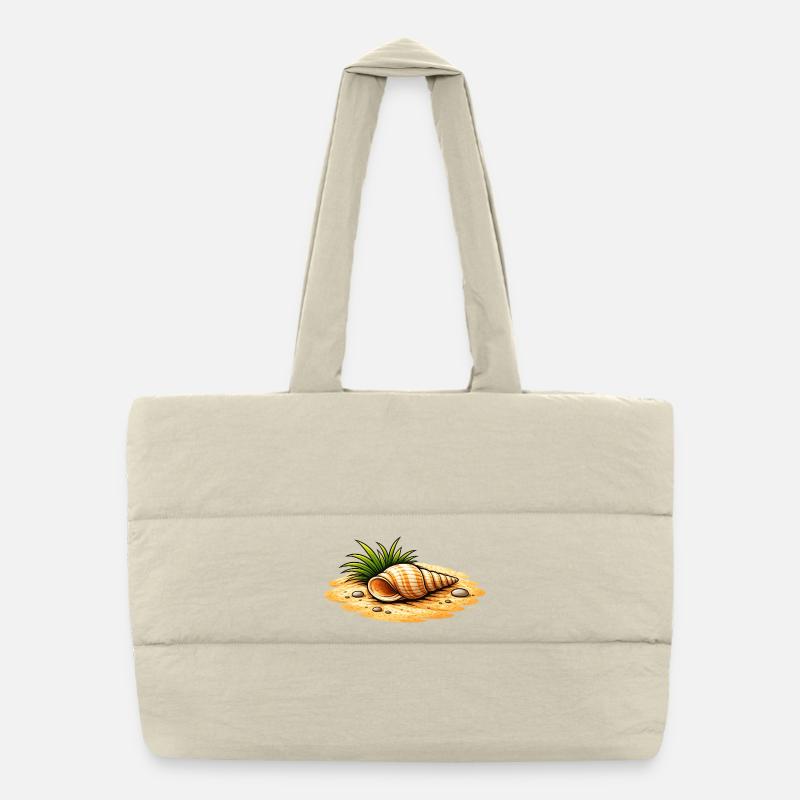 Illustration de plage de coquillages Motif côtier maritime Sac shopping matelassé