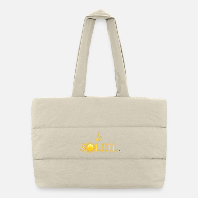 Illustration du soleil doré intégrée dans un mot Sac shopping matelassé