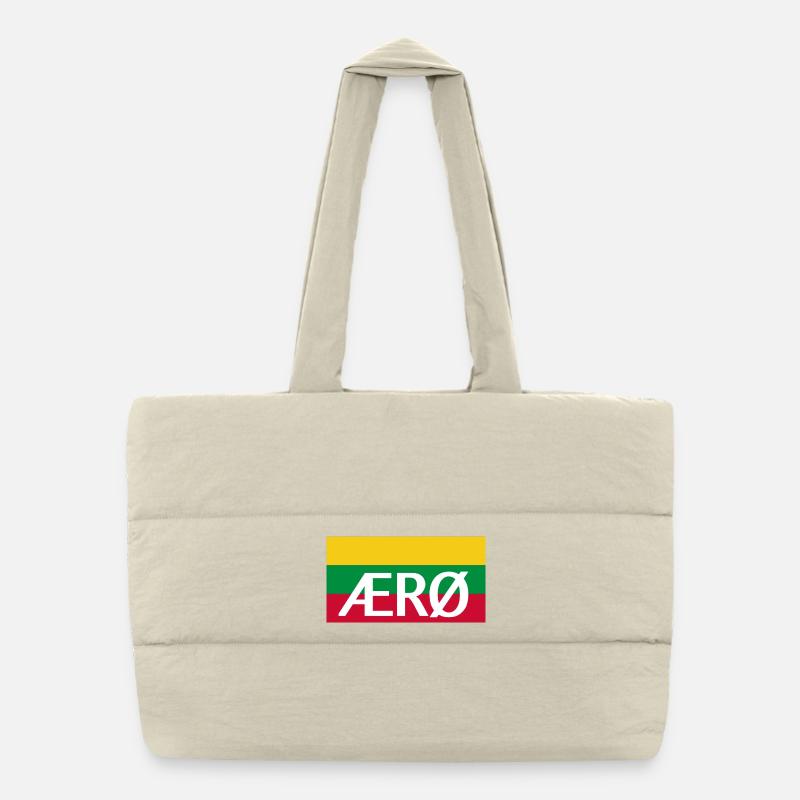Ærø Flag Denmark Island Flag Aeroe Puffer Shopping Bag