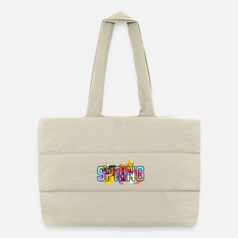 Blue Spring Puffer Shopping Bag