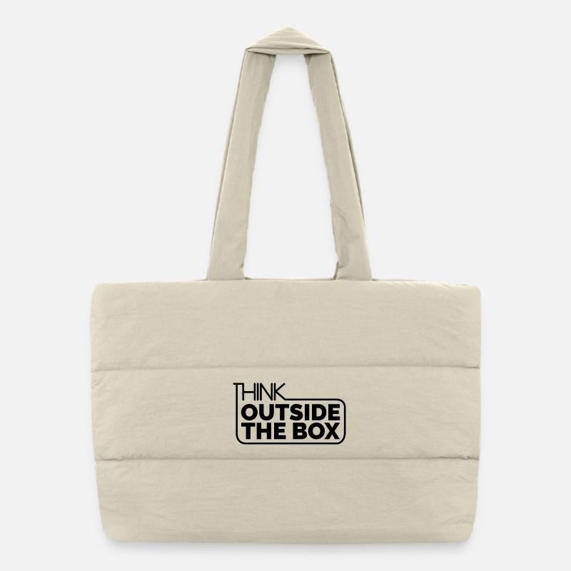 Outside the Box coole Sprüche Motivation Symbol Puffer-Einkaufstasche