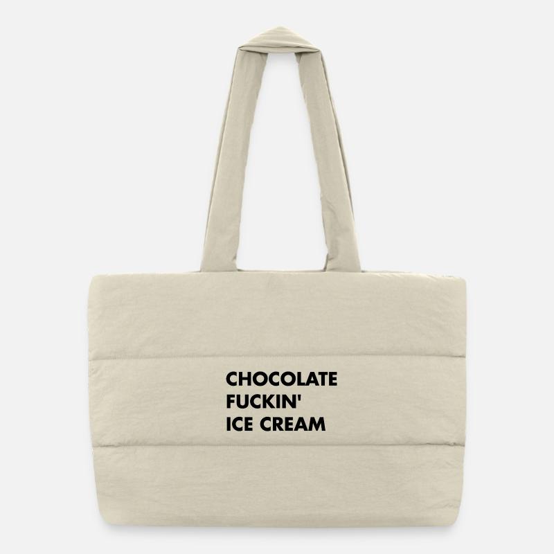 Schoko Eis - schwarzer Schriftzug Puffer-Einkaufstasche