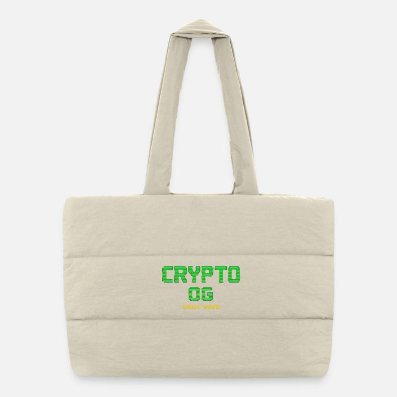 Krypto-Pioniere Retro-Logo Puffer-Einkaufstasche