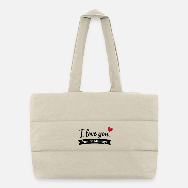 Je t’aime même les lundis – Liebe Paar Sac shopping matelassé
