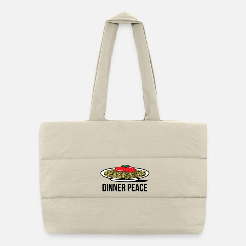 Pop Art spaghetti with tomato sauce  - Puffer Shopping Bag - natural