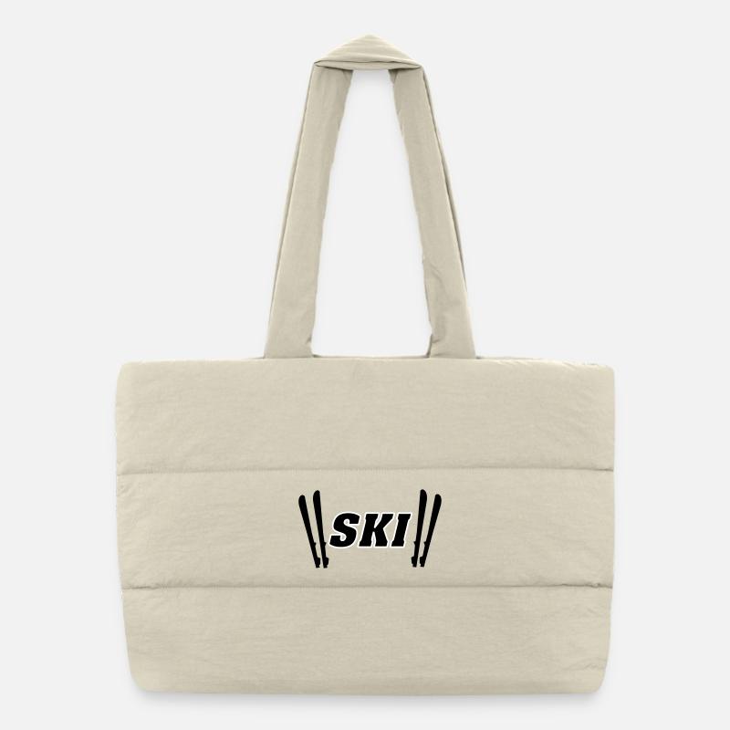 Skis Puffer Shopping Bag
