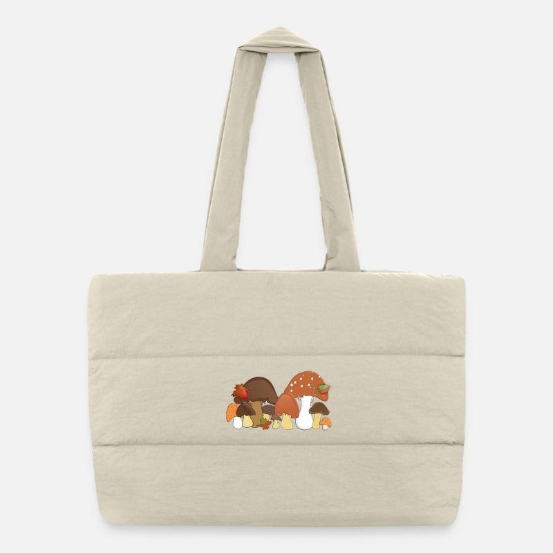 Motif Motifs Forêt Champignons D’automne Sac shopping matelassé