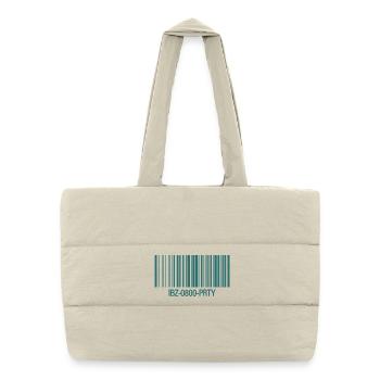IBZ-0800-PRTY – Billet de fête avec code-barres - Sac shopping matelassé - blanc naturel - Devant