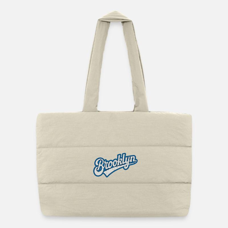 Graphisme Urbain Brooklyn en Ton Bleu Sac shopping matelassé
