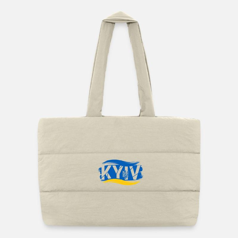 Ukrainian Trident and Flag Abstract Design - Puffer Shopping Bag - natural