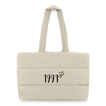1991 - Sac shopping matelassé - blanc naturel - Devant