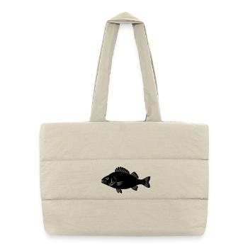 Flussbarsch Silhouette Angler Logo - Puffer-Einkaufstasche - Naturweiß - Vorne